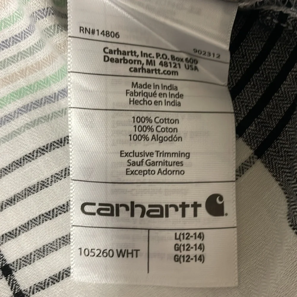 Carhartt Women’s Short Sleeve Loose Fit Woven Button Front Plaid NWT - Picture 5 of 5